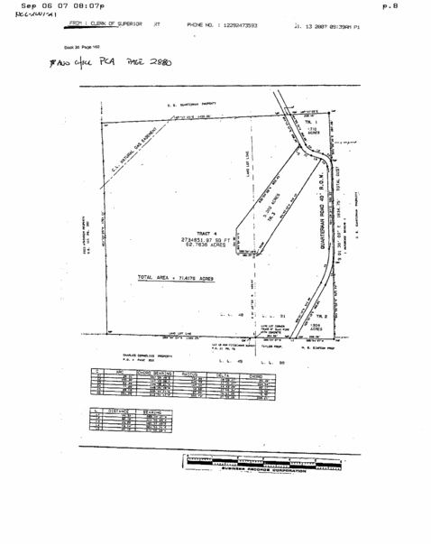 Old Survey Plat of Property Propsed for Rezoning, showing C.L. Natural Gas Easement, circa 1990?, from Clerk of Superior Court 13 July 2007, Book 36 Page 160